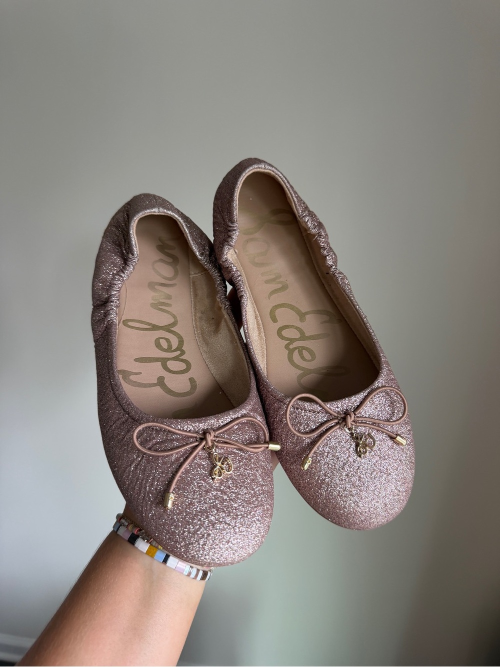 Sam Edelman Kids Glitter Ballet Flats in Dusty Pink